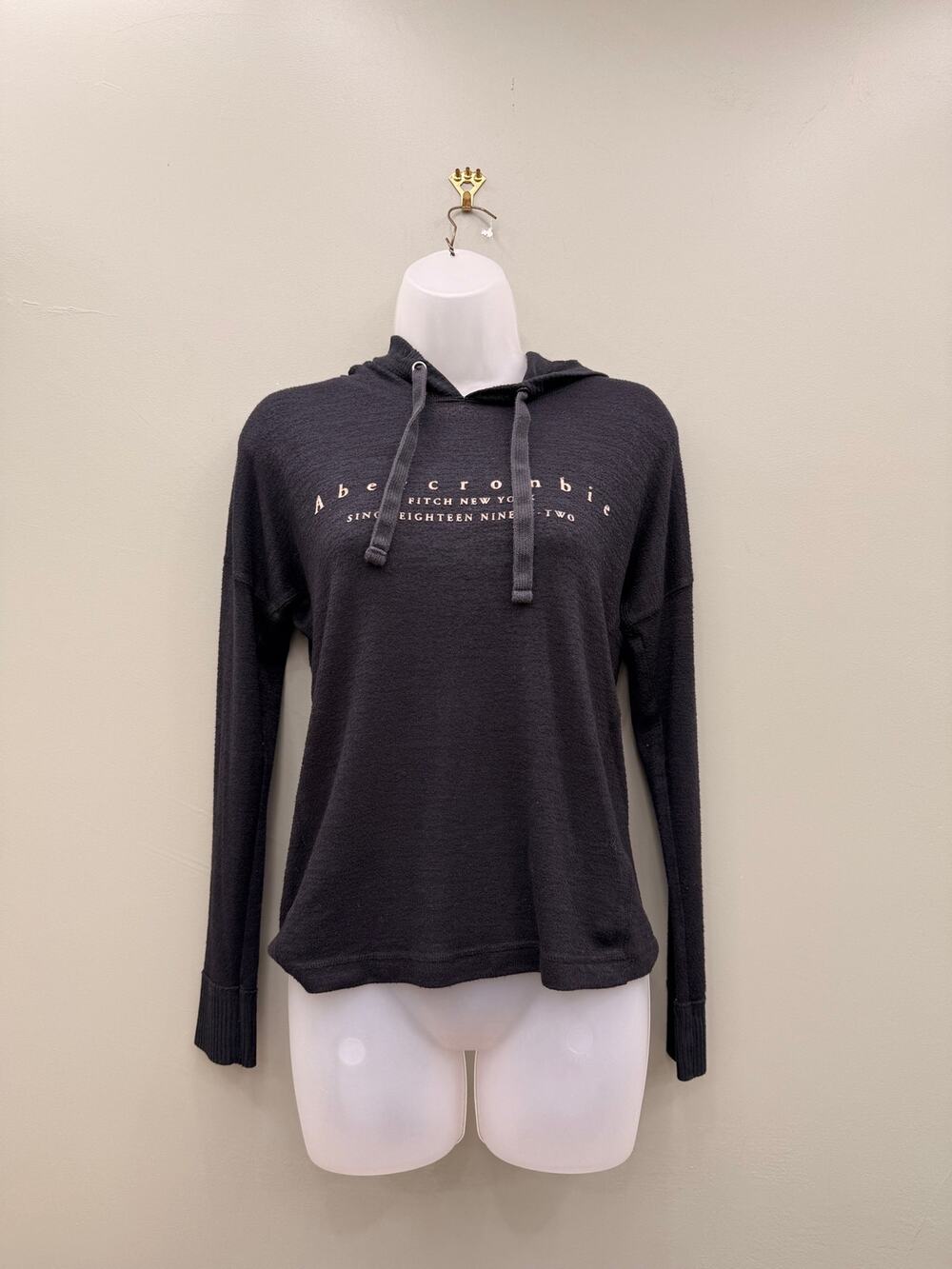 Abercrombie & Fitch Soft A&F Cozy Hoodie XS Charcoal Oversized Logo Pullover